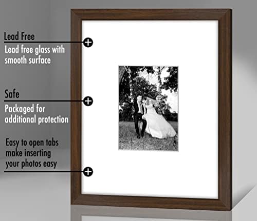 Americanflat 11x14 Picture Frame - Matted to 5x7 - Engineered Wood - Walnut - Image 3
