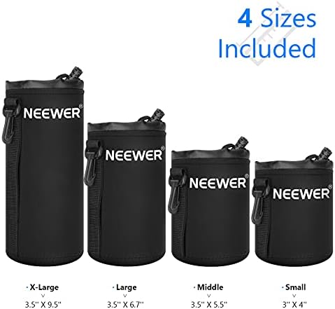Neewer 4X Lens Case Lens Pouch Bag with Thick Protective Neoprene for DSLR Camera Lens (Fit for Canon, Nikon, Sony, Olympus, Panasonic) Includes: Small, Medium, Large, XL Size - Image 2