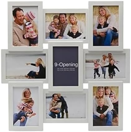 MELANNCO 18 x 18 Inch 9 Opening Photo Collage Frame, Displays Four 4x6 and Five 6x4 Inch Photos, White by Melannco
