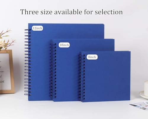 RECUTMS 12x12 Inch Scrapbook 60 Pages Kraft Paper DIY Journal Album Blue - Image 6