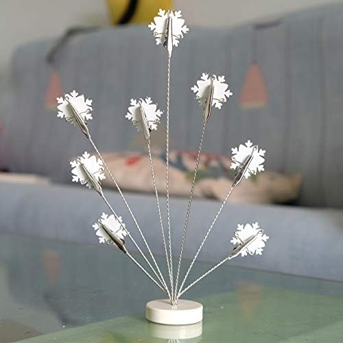 8-Branch Family Tree Picture Frame Holder, Card Photo Clips Holder Desk Stand for Memo Paper Note Photo Christmas Wedding Card Display (White Snowflake) - Image 4