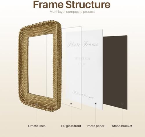 Cuspin 8x10 Picture Frame Gold, Vintage Rattan Textured Resin Photo Frame - Image 5