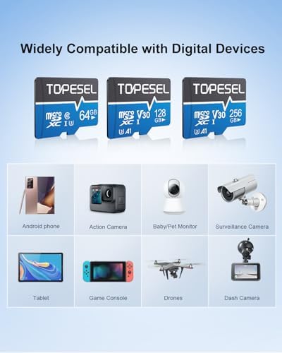 TOPESEL 256GB Micro SD Card 2 Pack, 4K UHD, U3 SDXC TF Card with Adapter High-Speed UHS-I V30 Micro Flash Memory Card for Smartphones, Cameras, Dash Cams(256GB 2Pack) - Image 7