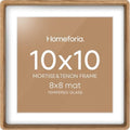 Homeforia 10x10 Mortise&Tenon Natural Oak Picture Frame, 8x8 Mat, Glass by Homeforia