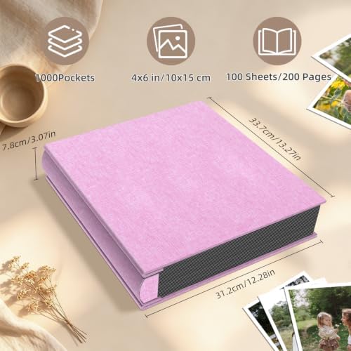 Popotop Photo Album 4x6 1000 Pockets for Wedding Gifts,Linen Hardcover Picture Albums for Family Anniversary Baby Vacation Pictures - Image 3