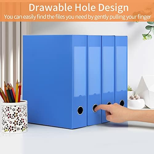 HUA JIE 4 Pack A4 Storage File Boxes Plastic Archives Cases with Lid,Blue - Image 6