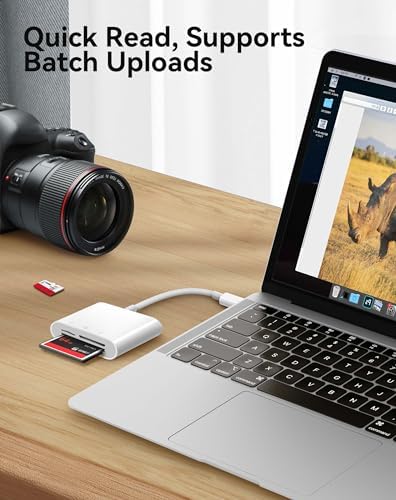 USB C SD Card Reader for 15/iPad/MacBook/iMac, xdgeLoad 3 Slots Type C Reader Supports SD/Micro SD/CF Compact Flash Memory Card Adapter, Trail Camera Viewer Plug and Play - Image 3