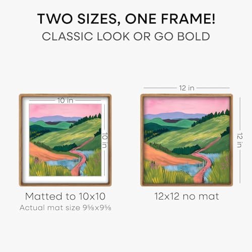 Homeforia 12x12 Mortise&Tenon Natural Oak Picture Frame, 10x10 Mat, Glass - Image 3