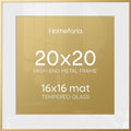 Homeforia 20x20 Gold Picture Frame, High-End Metal, 16x16 Mat, Glass by Homeforia