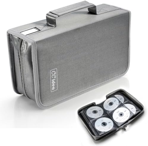 CCidea CD Case DVD Storage Holder, 128 Capacity DVD Cases Organizer CD Plastic Protective Carrying Binder,Portable Cd Wallet for Home Travel (Gray) by CCidea