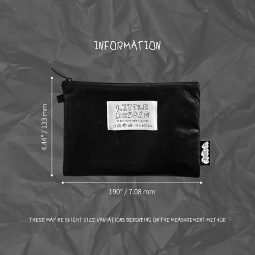 Monolike Little Doodle Flat Pouch, Black - Makeup Bag, Cosmetic Bag, Travel Bag, Toiletry Bag, Organizer, Storage Bag - Image 2