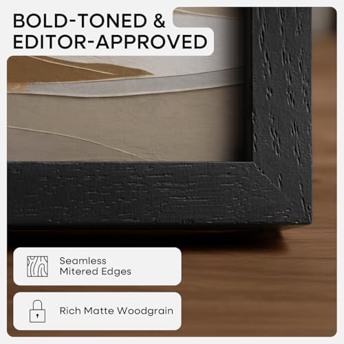 Homeforia 12x36 Black Oak Picture Frame, High-End Wood, 10x30 Mat, Glass - Image 3