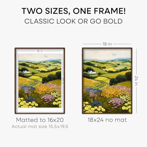 Homeforia 18x24 Mortise&Tenon Walnut Poster Frame, 16x20 Mat, Glass - Image 7
