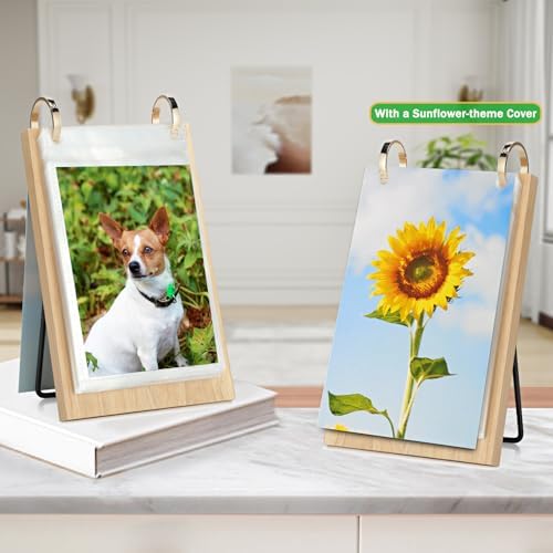 ZEEYUAN 4x6 Desk Picture Frame Vertical Standing Flip Photo Album on Stand Collection Book for Table 4x6 Photo Book Office Desktop Decor for Women, Mother's Day Birthday Gifts for Mom Wife Grandma - Image 4