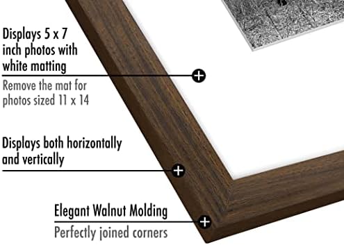 Americanflat 11x14 Picture Frame - Matted to 5x7 - Engineered Wood - Walnut - Image 5