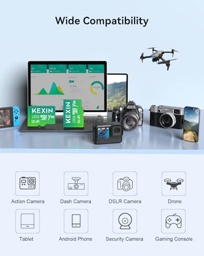 KEXIN 128GB Micro SD Card 3 Pack with Adapter - Up to 90MB/s 4K, V30, A1, C10, 4K UHD High Speed microSDXC UHS-I Memory Card Compatible with Action Camera Drone Game Smartphone Tablet 128G 3Pack - Image 5