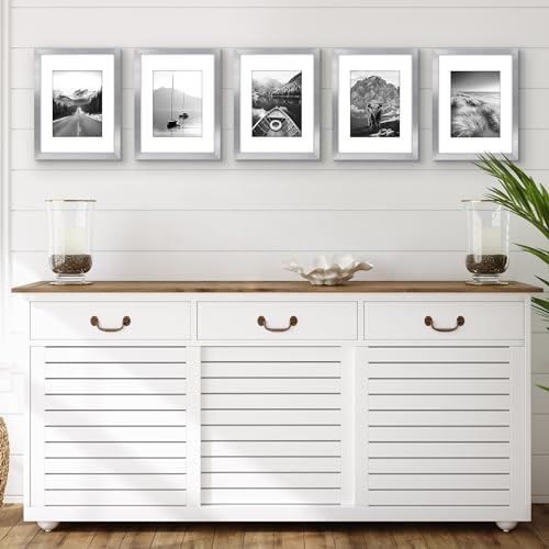 Americanflat 9x12 Picture Frame 5-Pack - Matted to 6x8 - Silver - Image 5
