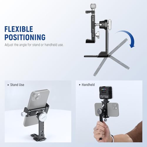 NEEWER Smartphone Tripod Mount Aluminum Alloy, 360° Rotatable Phone Stand - Image 5