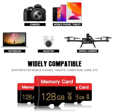 2 Pack Micro Memory Card 128 GB with Adapter, C10/UHS-I/A1, TransFlash Card, TF Card for Camera, Smartphone, Tablet, Drone (Red 128GB*2-S) - Image 4