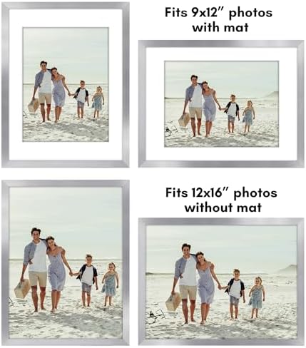 Americanflat 12x16 Picture Frame 2-Pack - Matted to 9x12 - Silver - Image 4