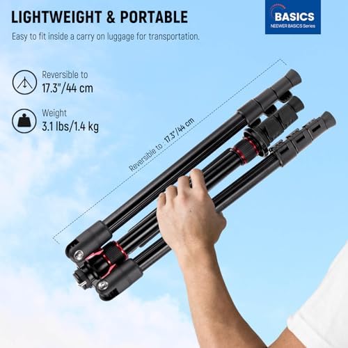 NEEWER Basics TP15 Camera Tripod Monopod, 68" Metal Heavy Duty Portable Travel DSLR Cell Phone Stand with Cellphone Holder Mount Compatible with iPhone Filming Video Recording, Ball Head Not Included - Image 2