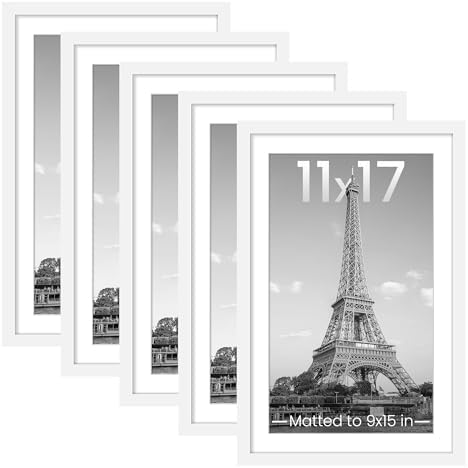 upsimples 11x17 Picture Frame, Gallery Wall Frames Set of 5, White by upsimples