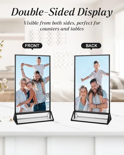24 Pack 4x6 Inch Acrylic Sign Holders, Clear Picture Frame Stands Black - Image 5