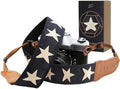 Padwa Lifestyle Pentagram Embroidered Camera Strap - Double Layer Cowhide Ends,2" Cotton Woven Camera Straps, Adjustable Vintage Neck & Shoulder Strap for All DSLR Cameras,Great Gift for Photographers by PadwaLifestyleCameraStrap