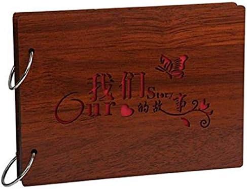 Gesteh DIY Scrapbook Album 8 X 6 inches with 1PC Photo Corner Sticker Album Wood Cover Picture scrape Book for Anniversary Wedding Guest sign in Book new born babies Couples Graduation(Our Story) by zmgmsmhendlessefforts