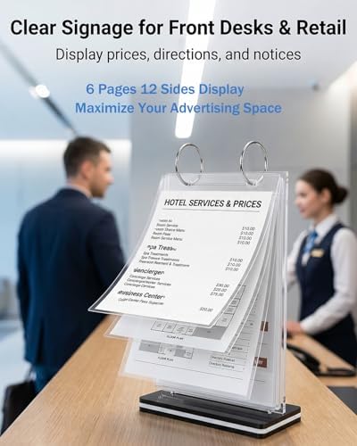 6-Page Flip Menu Holder, Acrylic Tabletop Sign Stand - Image 5