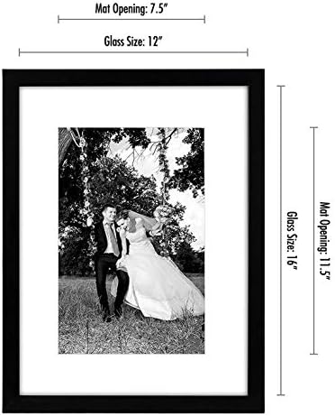 Americanflat 12x16 Picture Frame with Shatter-Resistant Glass - Set of 2 - Use as 8x12 Frame with Mat or Display 12x16 Photo Without Mat - Signature Collection - Picture Frames for Wall - Black | Engineered Wood construction, Shatter-resistant glass, h... - Image 2