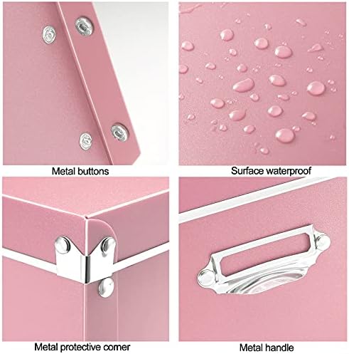 SEEKIND Storage Box, Decorative Storage Bins with Lid,3 in 1 Set,Plastic,with Handles,Press-Stud Fastening,Moisture-proof,Foldable for Space Saving Storage,for Clothes,Cosmetic,Blankets (Pink) … … - Image 5