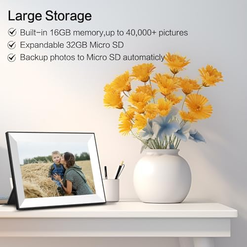 Frameo WiFi Digital Picture Frame 10.1 Inch, IPS HD Touch Screen Smart Electronic Photo Frame, Auto-Rotate Slideshow, Load Photos from Phone via App, Digital Picture Frames Gift for Family - Image 4