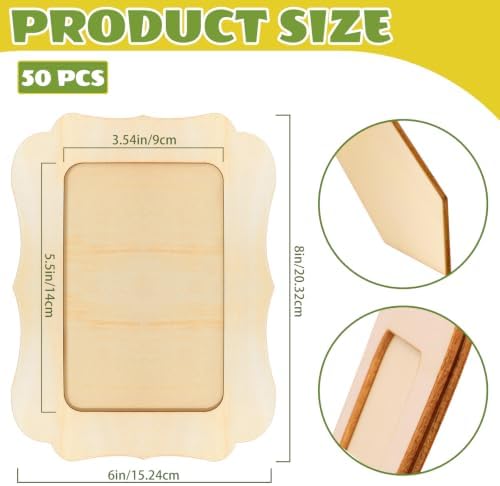 VOKOY 50 Pack DIY Wooden Picture Frames for Crafts,Vintage Wave Shape - Image 2