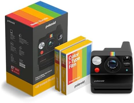Polaroid Now+ 3rd Generation I-Type Instant Camera + Film Bundle - Now+ Bluetooth App Controlled Black Camera + 16 Color Photos (6562) by Polaroid