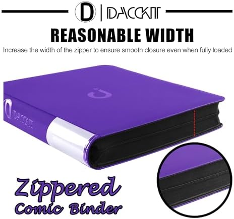 D DACCKIT Comic Binder，Comic Book Album with Sleeves Fits Regular Comics and Comic Bagged and Boarded - Comic Storage Binder Holds 24 Comic Books（Model A， Purple） - Image 7