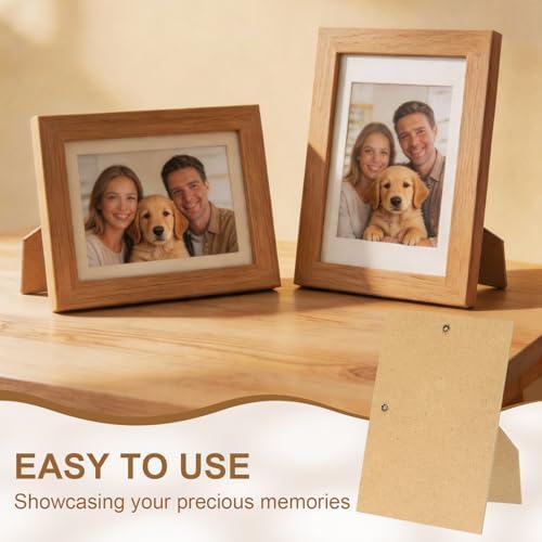uxcell 10Pcs Easel Back for Picture Frame, 4 x 6 Inch Replacement Picture Frame Easel Back with Hinged Hangers DIY Photo Backing Board for Photo Frames, Tabletop Wall Display, Wooden - Image 6