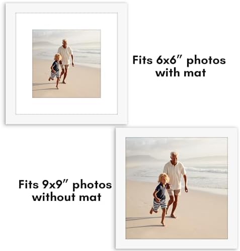 Americanflat 9x9 Picture Frame 5-Pack - Matted to 6x6 - White - Image 4