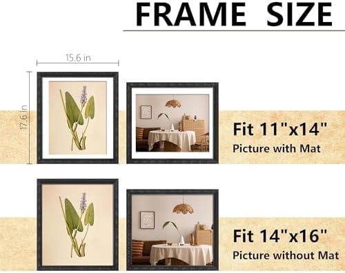 VIOLABBEY 14x16 Picture Frame Black, Ornate Vintage Photo Frame - Image 2