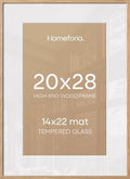 Homeforia 20x28 Natural Oak Picture Frame, High-End Wood, 14x22 Mat, Glass by Homeforia