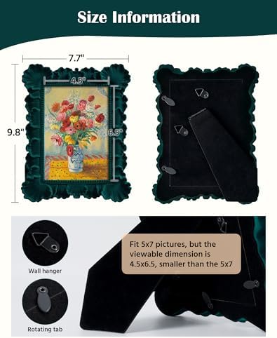 5x7 Flocked Picture Frame for Shelf Desk Table Decor,Forest Green - Image 4