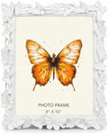 White 8X10 Vintage Picture Frames Gold Butterfly Elegant Retro European Design, Antique Photo Frame for Wall Hanging and Tabletop Display, Retro Design Home Decor by Yanoayimo