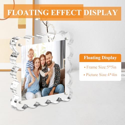 Chivalral 3 Pack 4x4 scalloped picture frame,acrylic Square Desktop Holders - Image 2