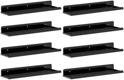 Lifewit Acrylic Floating Shelves for Wall 14" Black, 8 Pack by Lifewit