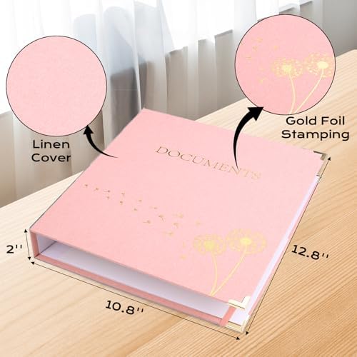 XKDOUS Important Document Organizer 3 Ring Linen Binders Folio File Folders - Image 2