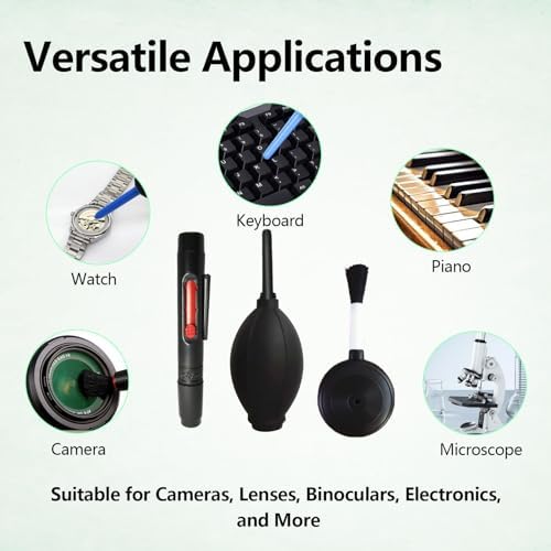 3Pcs Camera Lens Cleaning Kit Including Camera Cleaning Pen Brush Air Blaster Blower and Lens Brush Blower Brush Dust Cleaner for SLR Camera Telescope Magnifying Glass Photography - Image 6