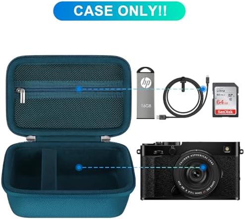 BOVKE Hard Carrying Case for FUJIFILM X-E5 Mirrorless Digital Camera, Extra Mesh Pocket for Batteries, SD Card, Charging Cables and More Additional Accessories, Blue - Image 3
