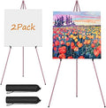 Easel Stand for Display, Aredy 63" Portable Painting Easel, Lightweight Metal Easels for Painting Canvas, Wedding Sign (2 Pack, Pink) by Aredy