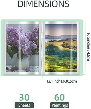 SXhyf A3 Diamond Painting Storage Book for 60 Diamond Painting Pics, Diamond Painting Accessories with 30 Pages Clear Sheet Protectors, Presentation Portfolio Folder for Artwork, 16.5x12.1in - Image 6