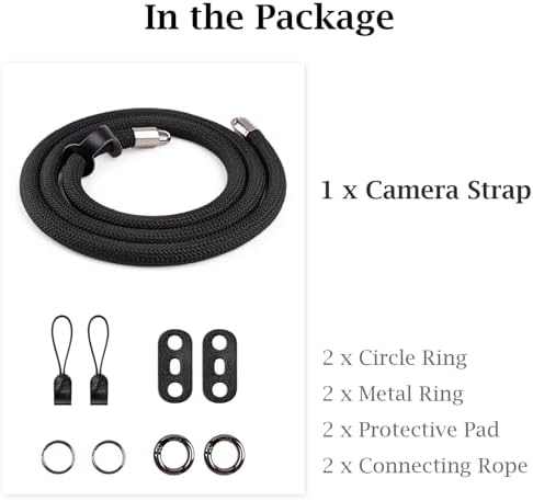 VOVMOEYA Nylon Braided Camera Rope Strap, Camera Neck Shoulder Strap with O-Ring for DSLR & Mirrorless Camera - Black - Image 7